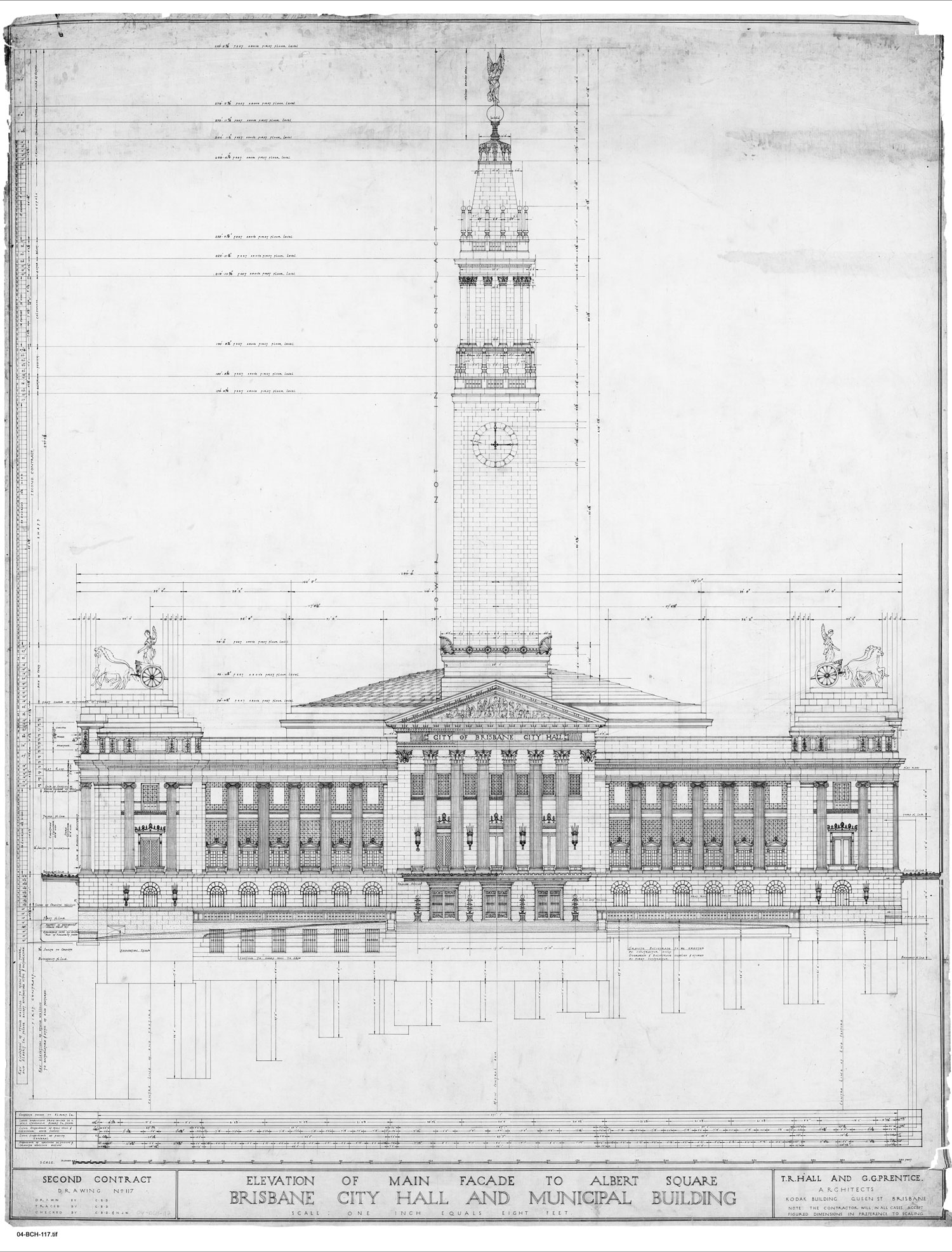 Drawing plans for Brisbane City Hall