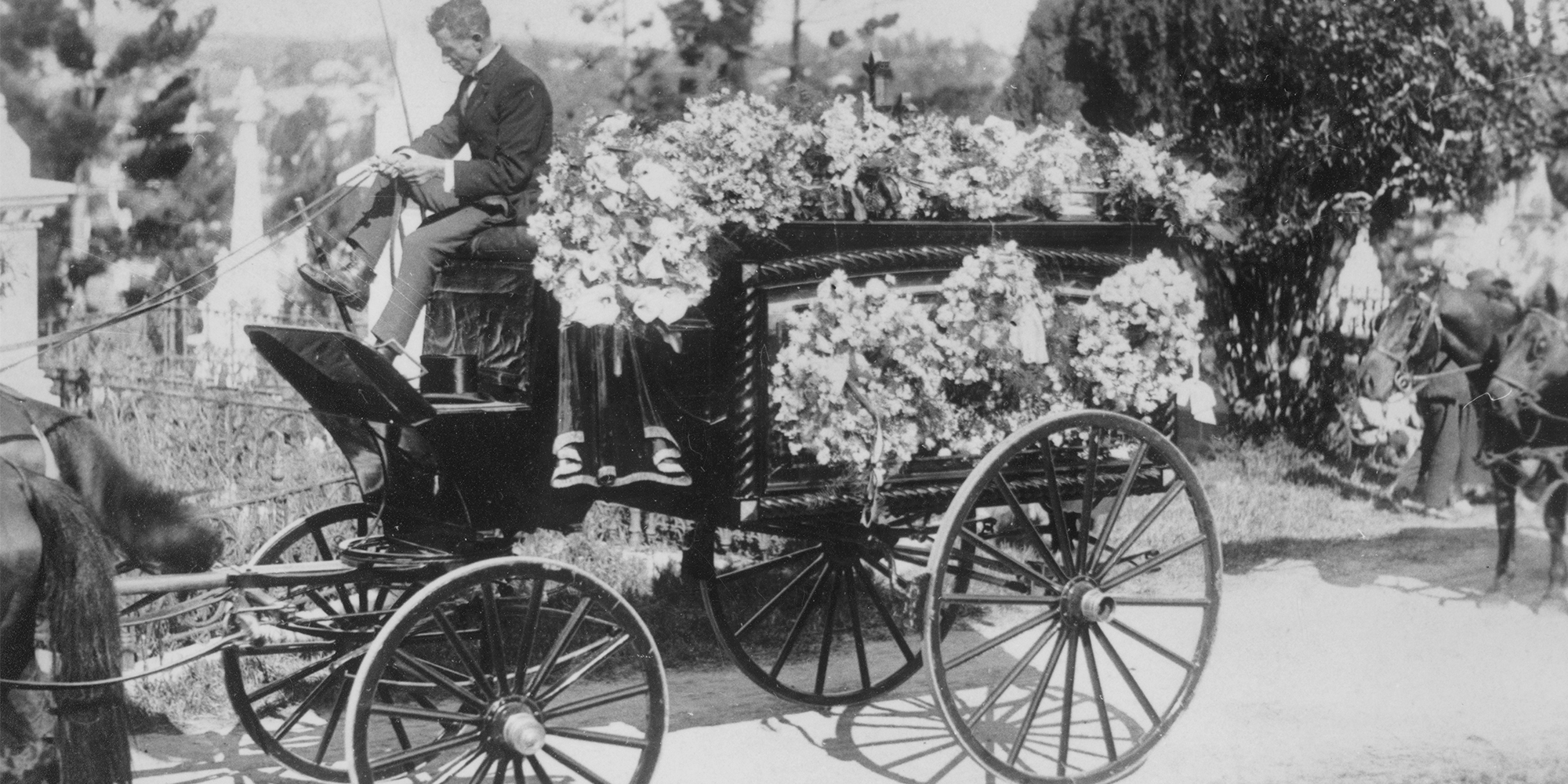 Funeral hearse of T.J. Ryan at Toowong Cemetery 1921. Courtesy Brisbane City Council.
