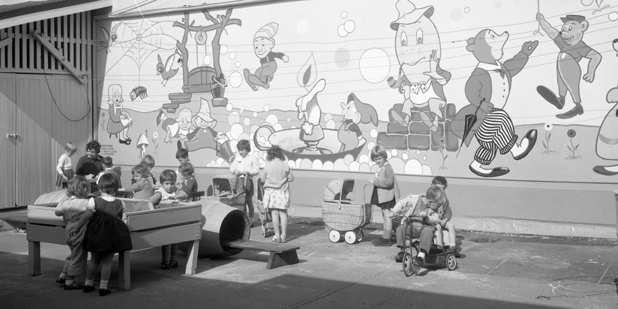 Boys on Tricycles – Kindercraft Civic Nursery, 10 August 1950, image courtesy Brisbane City Council.