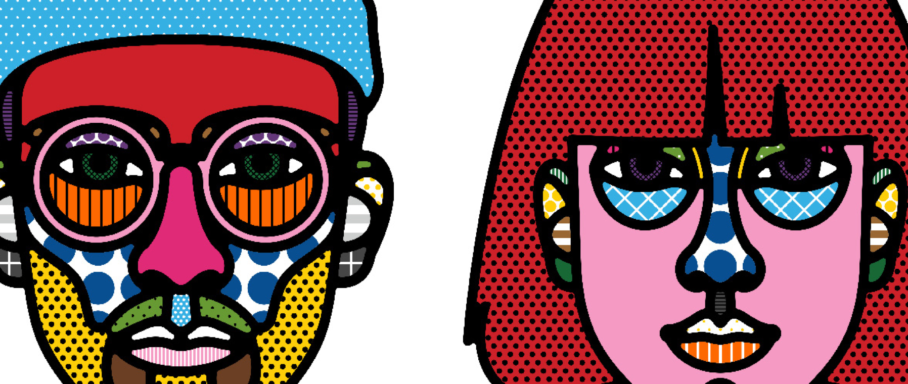 Craig & Karl, Individual 1-6 (detail), 2019, digital print on adhesive film. Photo: Toby Scott, courtesy the artists.