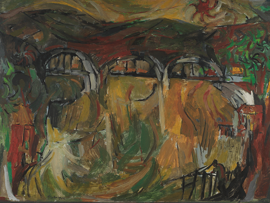 A painting of Grey Street Bridge by artist Jon Molvig.