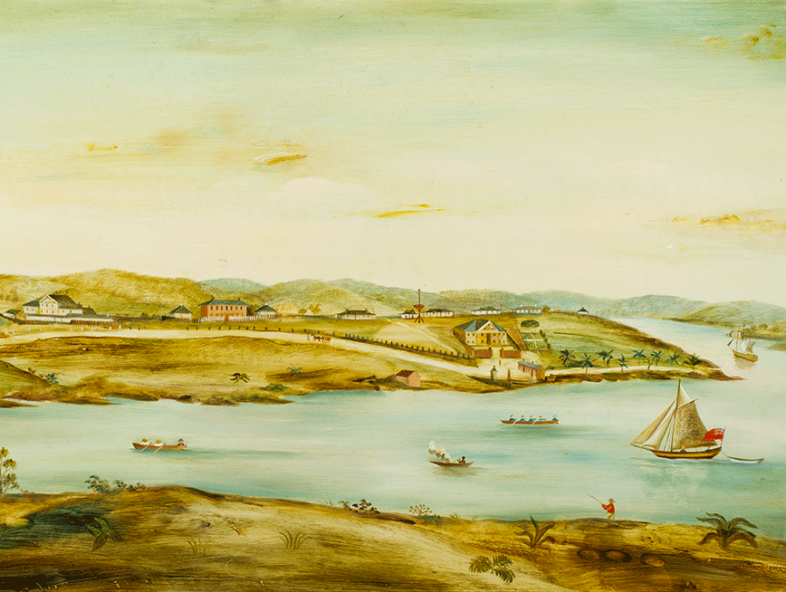 A painting of Brisbane in the 1800s by Cedric Flower.