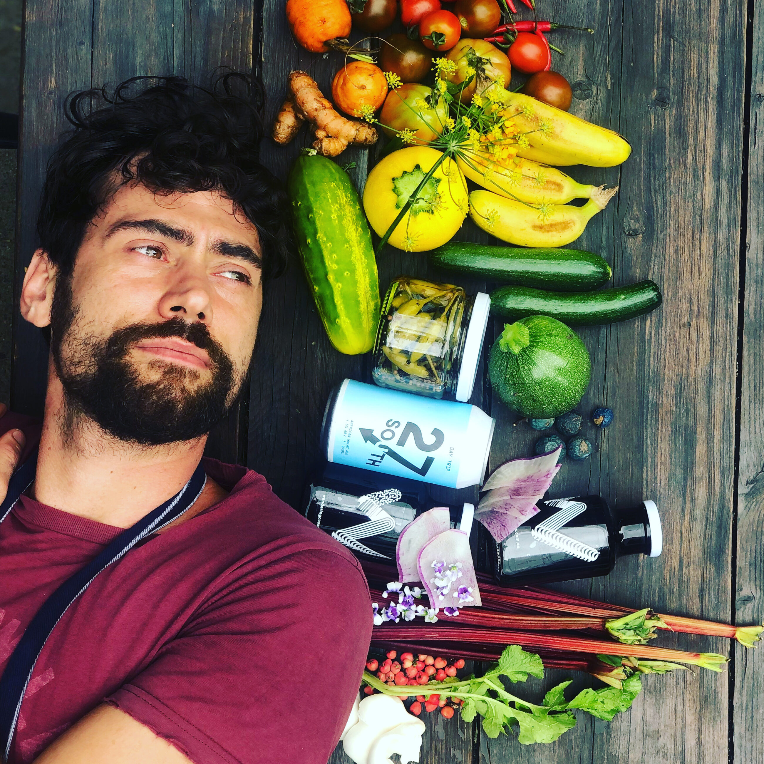 Chris Jordan captured laying next to colourful and fresh food