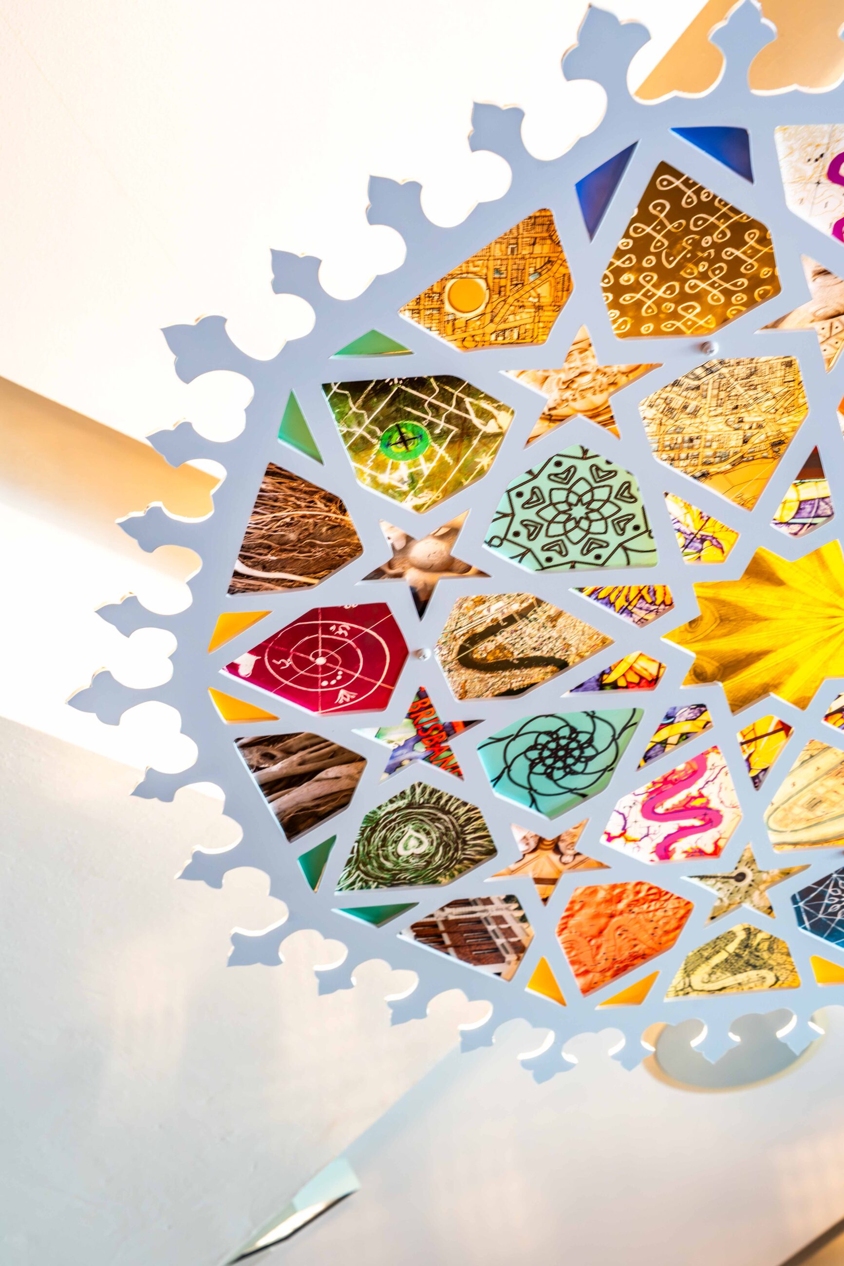 Colourful mandala hanging from the ceiling