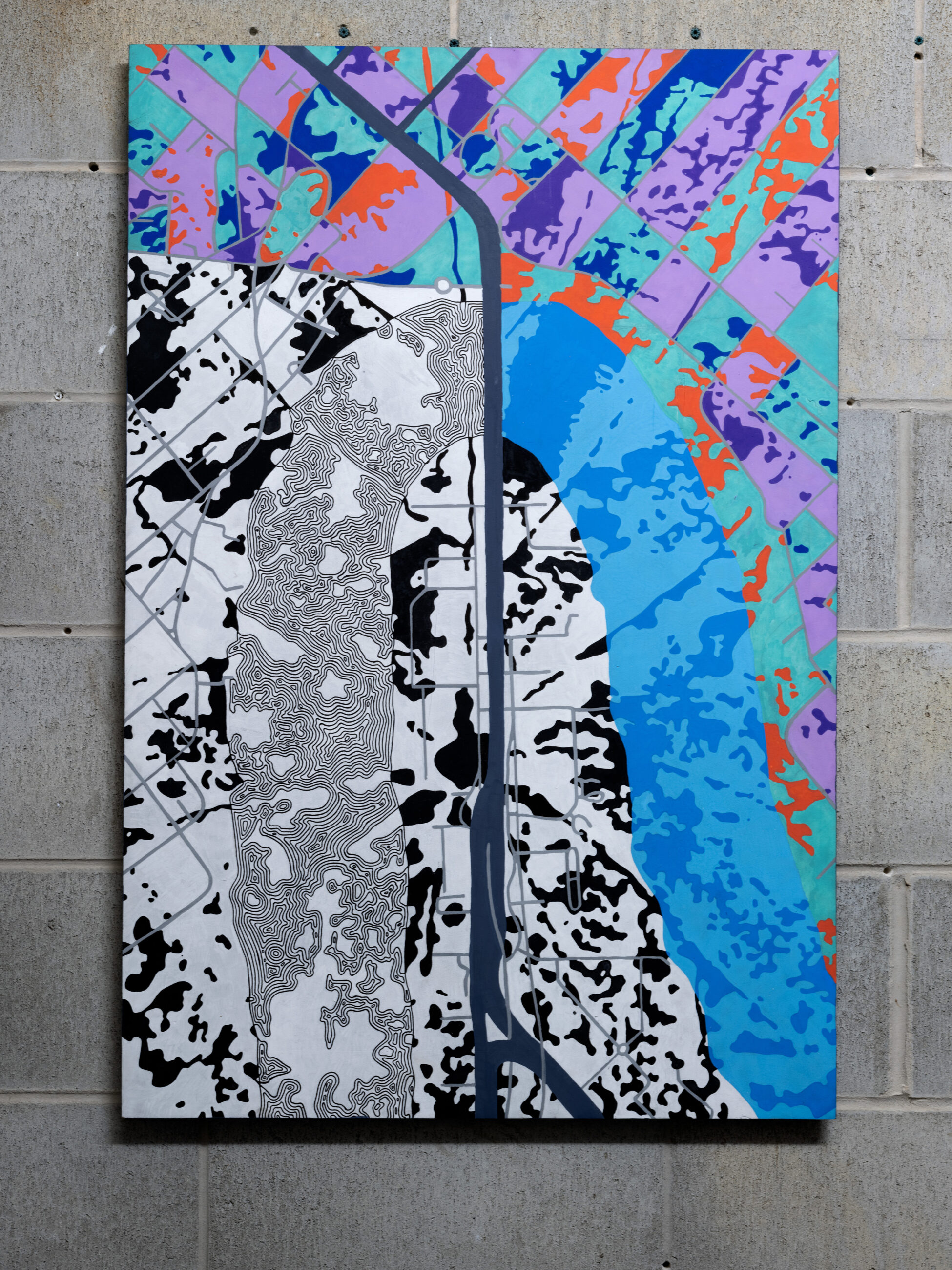 Dylan Bolger, Ninety Nine (north Boundary) 2024, paint pen on plywood. Photo: Carl Warner. Museum of Brisbane Collection.