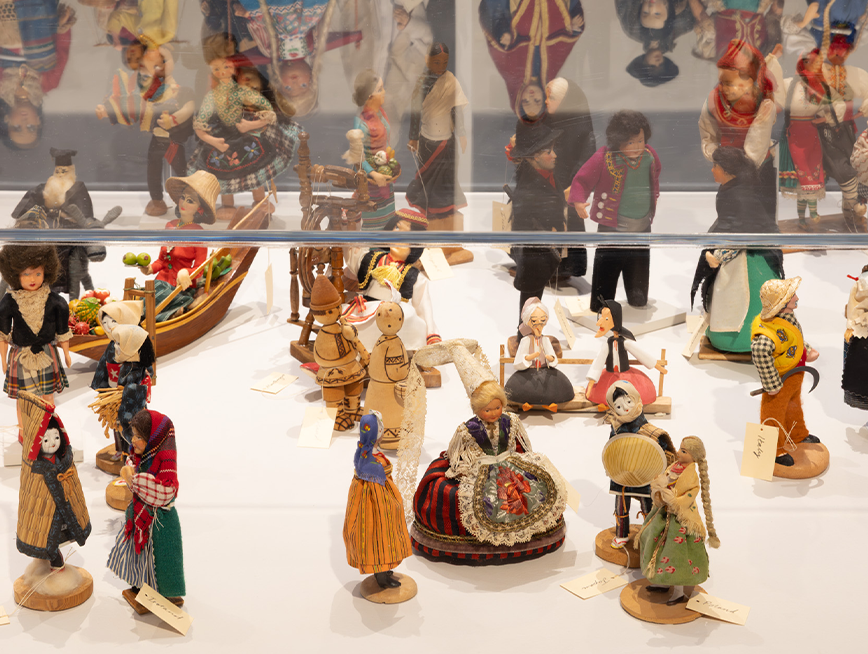 A display of dolls in International dresses