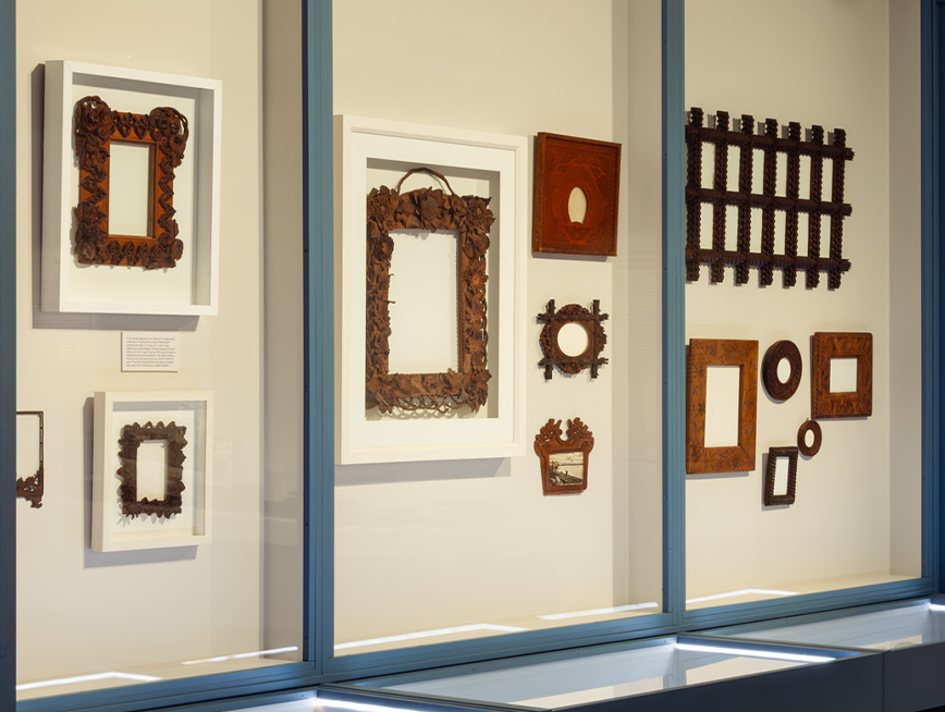 Wooden frames on display