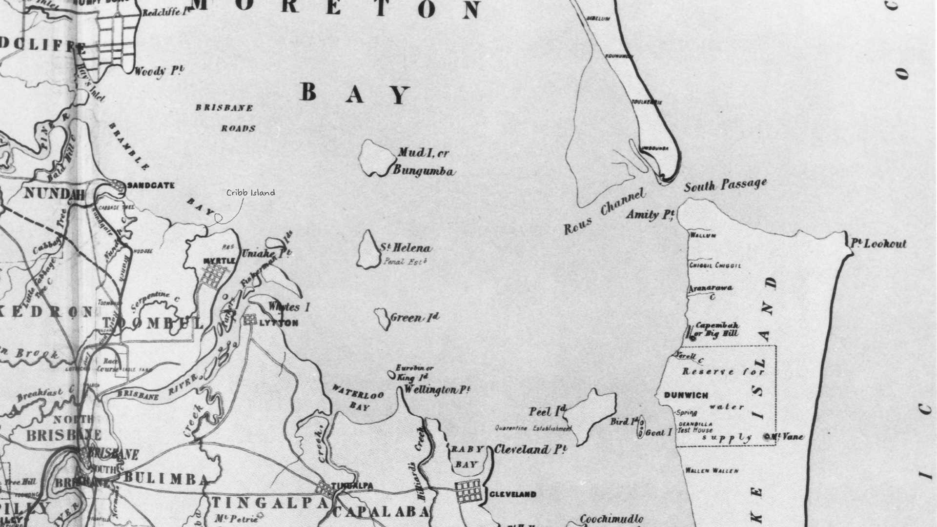 Moreton Bay map showing Cribb Island.