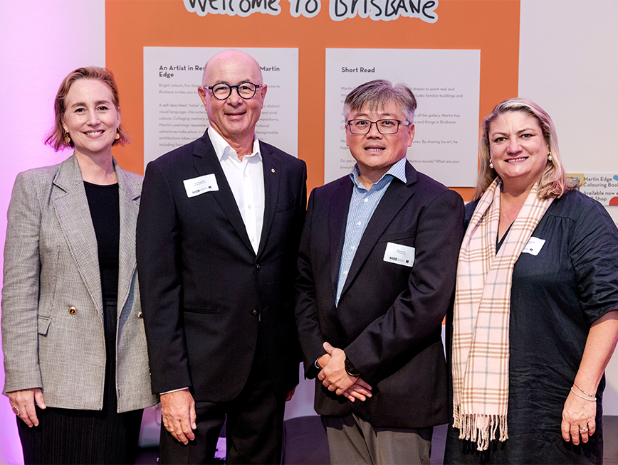 Pictured Zoe Graham and Ian Klug AM of Museum of Brisbane, Steven Yu and Dimity McDouall of Shayher Group.
